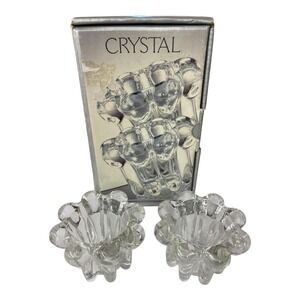 Alco Crystal 2 Piece Candle Holder Vintage Set Tapered w/ Box